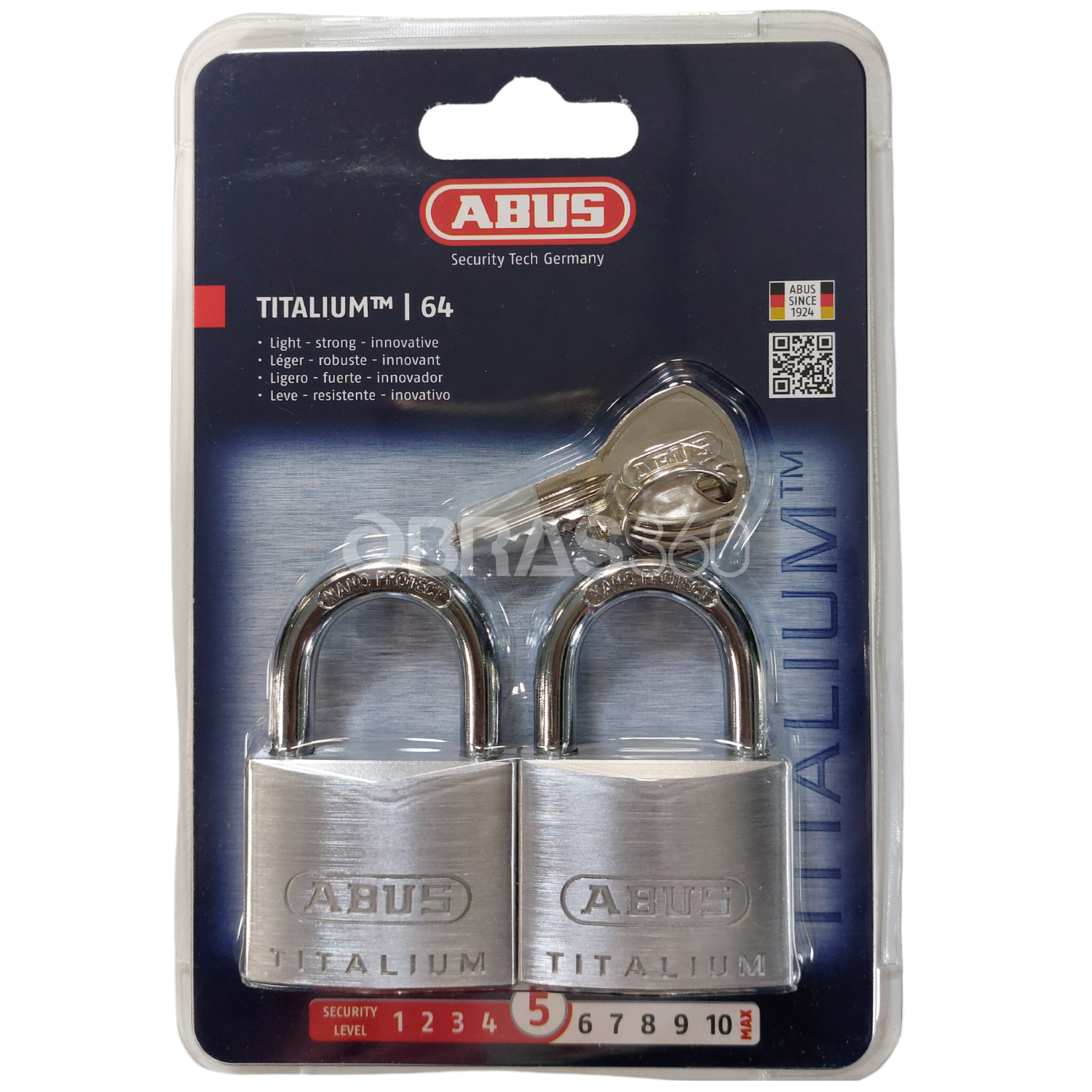 Pack 2 Cadeados Titalium Chaves Iguais 40mm ABUS 64TI/40 TWINS B Resistente Portão Segurança
