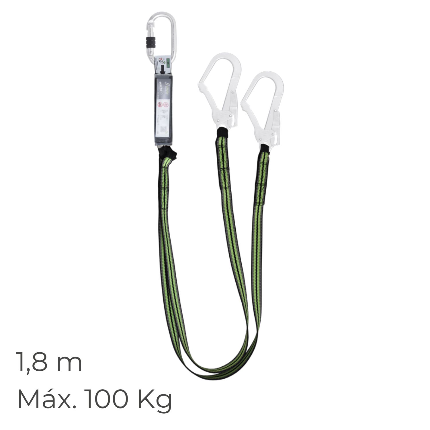Cabo Y 1,8M com Absorsor Kratos FA3040018 até 100Kg, Cabo Multifacetado, Absorvedor de Queda