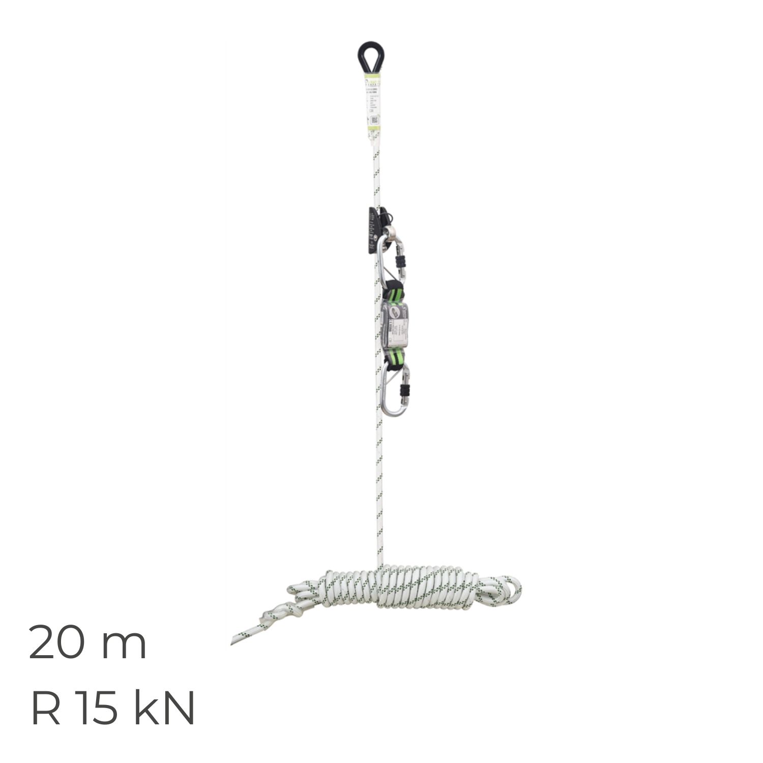 Corda + Bloqueador 20m Kratos FA2010320C até 140Kg Trabalhos em Suspenção, Coberturas, Verticais