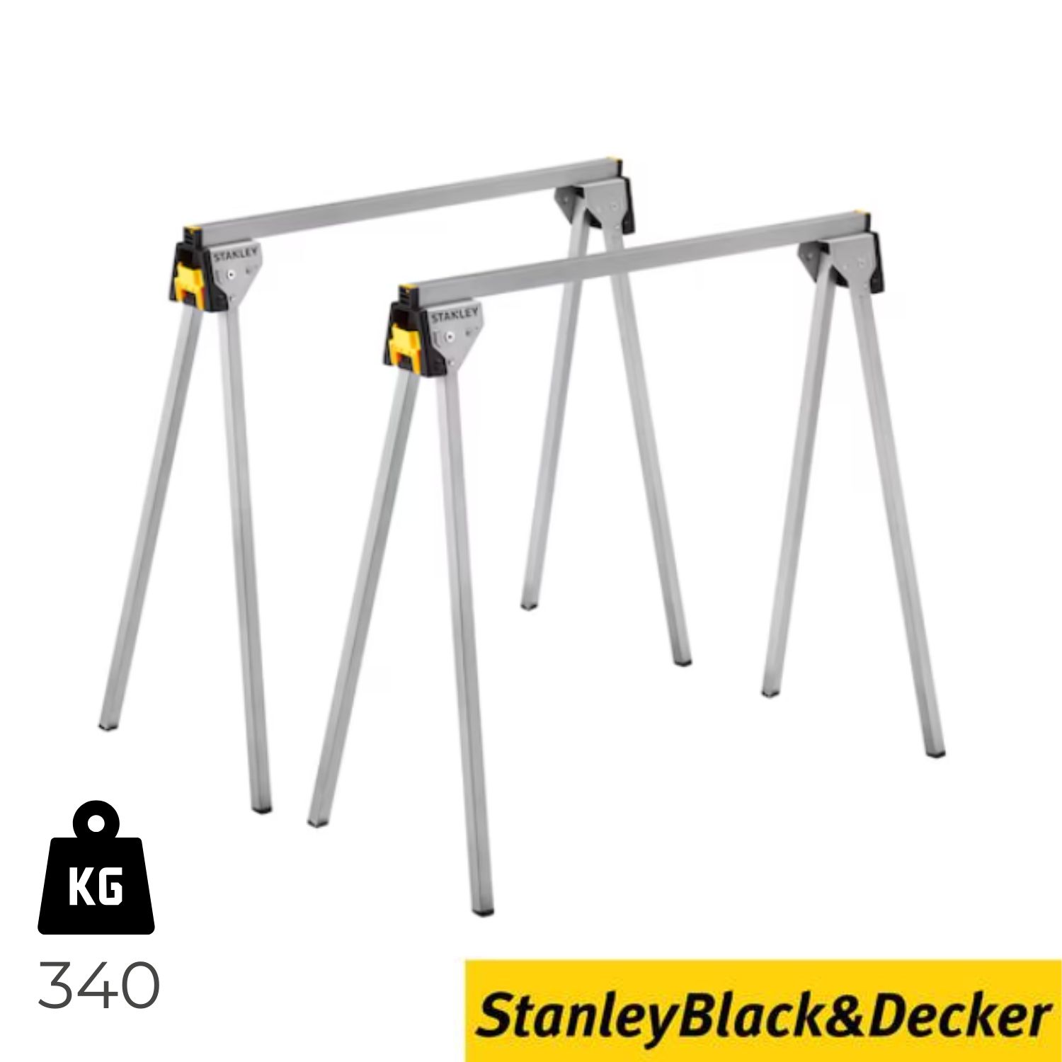 Pack Duplo Cavaletes Essential Metálicos 340KG (Por Par) Stanley STST81337-1 Resistentes, Estáveis