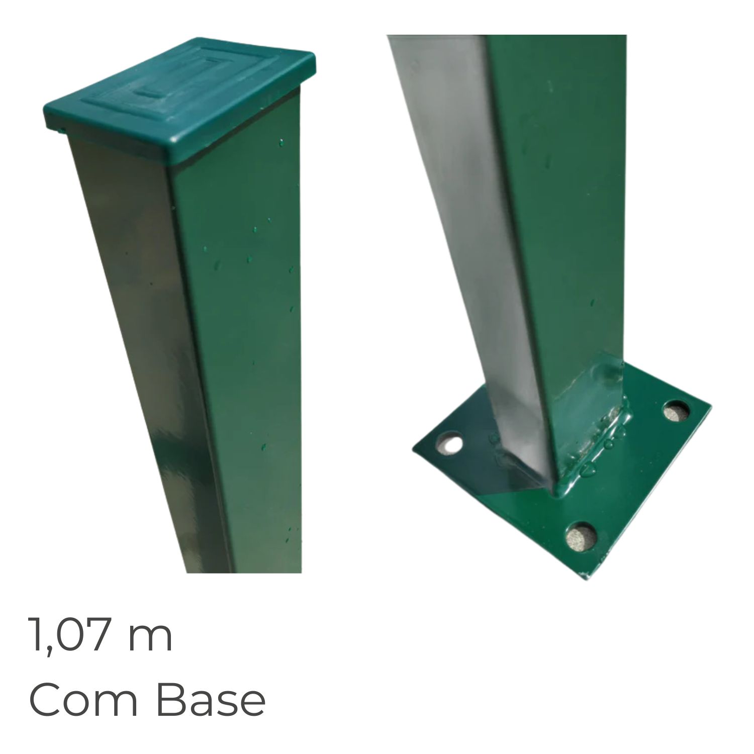 Poste com Base para Vedação Metálica Verde 1,07M 60X40MM RAL6005