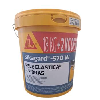 Pele Elástica Sikagard 570W + Fibras 18+2kg Oferta Impermeabilização Varandas Terraços Coberturas