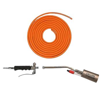 Kit Maçarico Profy2 Plus Titânio Lança 220mm com Isqueiro Dupla Válvula Regulação Gás EN ISO 3821