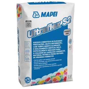 Cimento Cola C2TES2 Mapei Ultraflex S2 25kg Alta Deformabilidade Grande Formato Pedra Natural