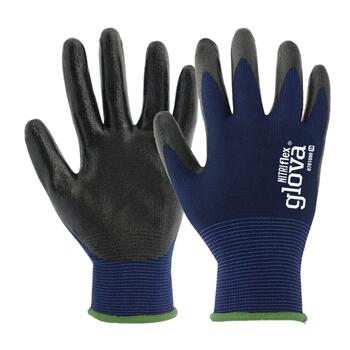 Luvas Glova Poliéster Azul Revestimento Nitrilo Preto 0701008 (1Par) CAT II EN388-2016+A1-2018 4121X