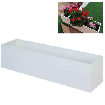 Floreira Betão + Fibras Retangular 100x25x25cm Branca Jardim Varanda Terraço Esplanada