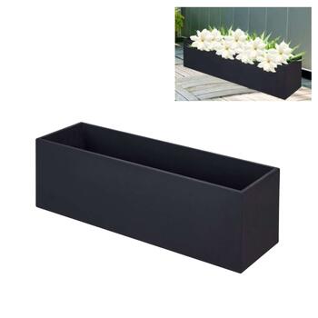 Floreira Betão + Fibras Retangular 80x25x25cm Preta Jardim Varanda Terraço Esplanada
