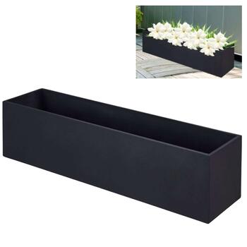 Floreira Betão + Fibras Retangular 100x25x25cm Preta Jardim Varanda Terraço Esplanada