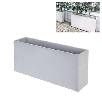 Floreira Betão + Fibras Retangular 100x25x60cm Cinzenta Alta Jardim Varanda Terraço Esplanada