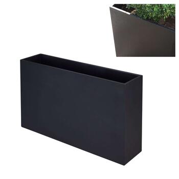 Floreira Betão + Fibras Retangular 100x25x60cm Preta Alta Jardim Varanda Terraço Esplanada