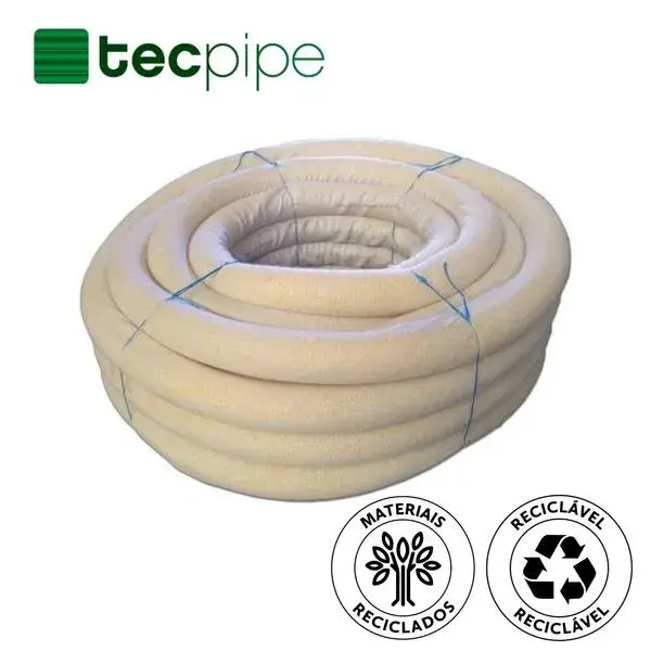 Tubo Drenagem Corrugado Geodreno c/Geotêxtil TECpipe Geo Construção Civil e Agrícola União Incluída - Ø 50 mm x 50 m