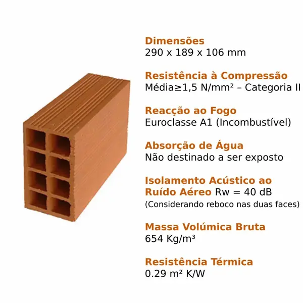 Tijolo Cerâmico Tradicional Preceram 4/7/9/11/15/22CM - Tijolo de 11 - 30 x 20 x 11 CM - 2 Paletes Não Incluídas