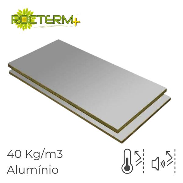 Lã de Rocha Isolamento Térmico Acústico Painel Revestido a Alumínio Rocterm PA 40 (40 kg/m3) - 40 mm - 1,35 m x 0,6 m