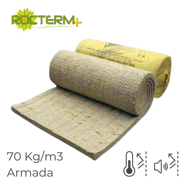 Lã de Rocha Isolamento Térmico Acústico Manta Não Revestida com Rede Rocterm R 70 (70 kg/m3) - 60 mm - 5 m x 1 m