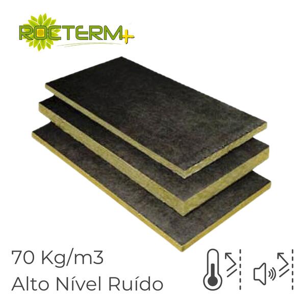 Lã de Rocha Rocterm T70VF (70kg/m3) Painel Revestido Fibra de Vidro Isolamento Térmico Acústico Fogo - Rocterm - 9900100101359