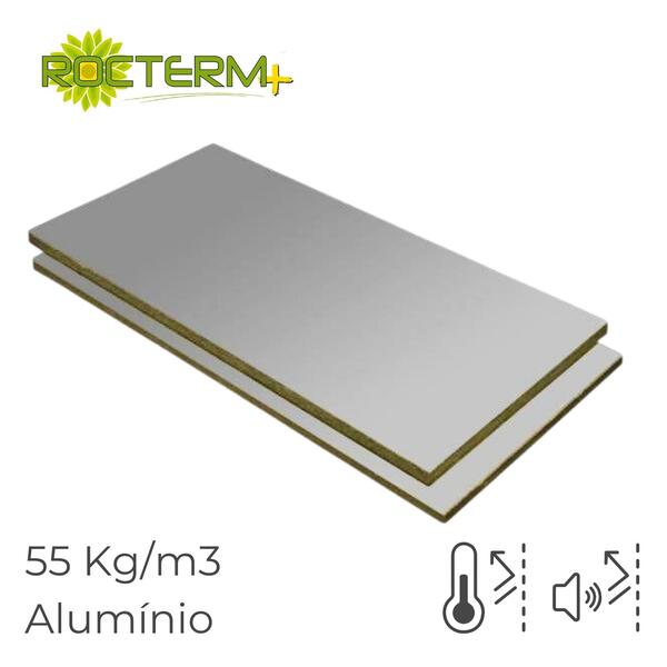 Lã de Rocha Isolamento Térmico Acústico Painel Revestido a Alumínio Rocterm PA 55 (55 KG/M3) - 40 mm - 1,35 m x 0,6 m