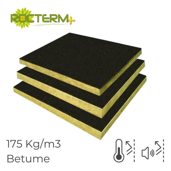 Lã de Rocha Isolamento Térmico Acústico Painel Revestido a Betume Rocterm Coberlan B 75 (175 kg/m3) - 80 mm - 1,2 m x 1 m