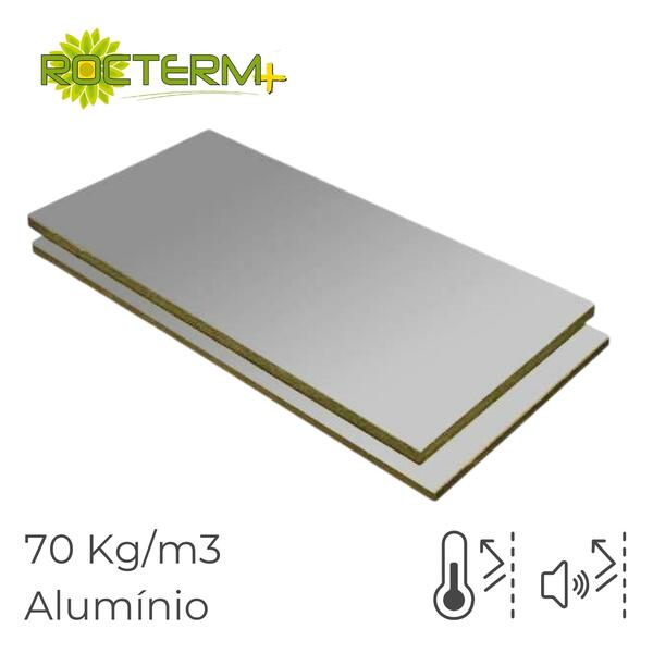 Lã de Rocha Isolamento Térmico Acústico Painel Revestido a Alumínio Rocterm PA 70 (70 kg/m3) - Rocterm - 9900100103216