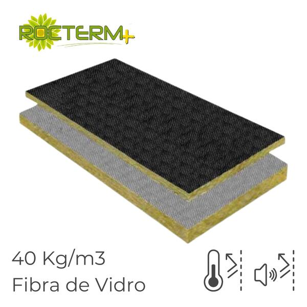 Lã de Rocha Painel Revestido Rocterm a Fibra de Vidro Wind Acoustic 40 Alto Nível Ruído (40 kg/m3) - 50 mm - 1,2 m x 0,6 m