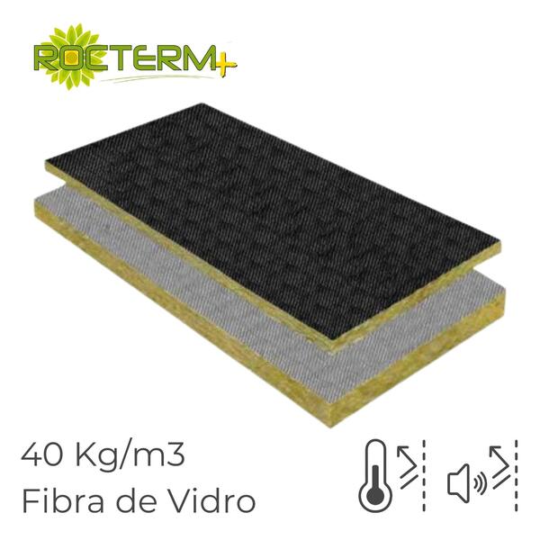 Lã de Rocha Painel Revestido Rocterm a Fibra de Vidro Wind Acoustic 40 Alto Nível Ruído (40 kg/m3) - 40 mm - 1,2 m x 0,6 m