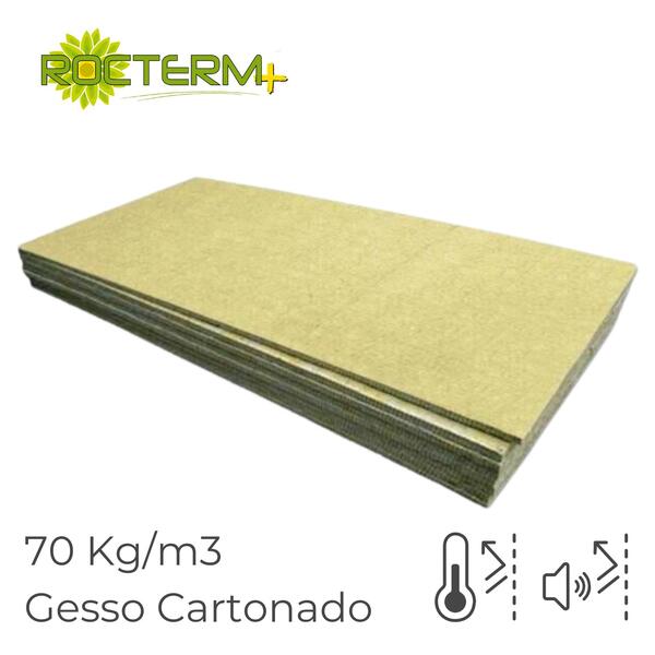 Lã de Rocha Isolamento Térmico Acústico Painel Não Revestido Rocterm GC 70(70 kg/m3) Gesso Cartonado - 50 mm - 2,5 m x 1,2 m