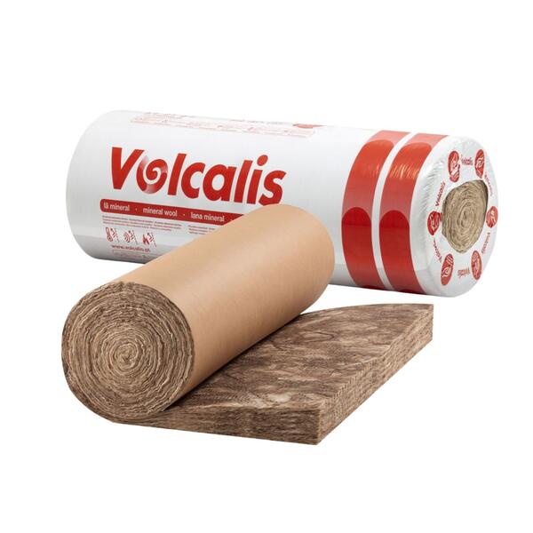 Lã Mineral Rolo Revestido a Papel Kraft Volcalis EASY Tetos Falsos Coberturas Inclinadas