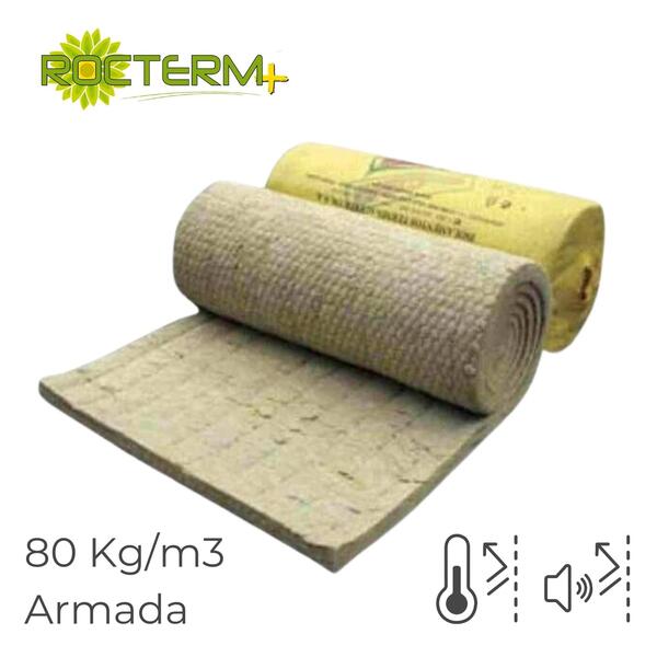 Lã de Rocha Isolamento Térmico Acústico Manta Não Revestida com Rede Rocterm+ R 80 (80 kg/m3) - 30 mm - 8 m x 1,2 m