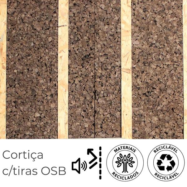 Cortiça Expandida Reabilitacork Tiras OSB Isolamento Térmico Acústico Parede Pavimento Piso Radiante - 60 mm - 1 m x 0,5 m