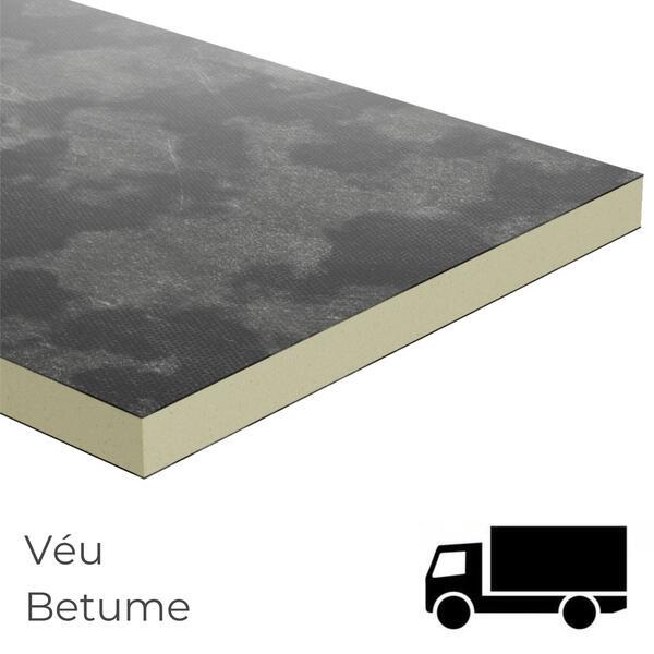 Placa PIR Pirmate BV Revestida Véu Vidro Betuminoso Face Superior e Véu Vidro Mineralizado Face Inf. - 80 mm - 2,4 m x 1,2 m - Camião Completo
