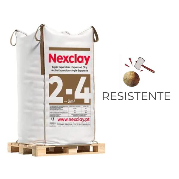 Argila Expandida Nexclay 2-4 Big Bag Isolamento Térmico Acústico Drenagem Jardinagem Decoração - Big Bag de 3,0 m3 – Por Encomenda – Palete Não Incluída