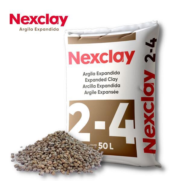 Argila Expandida Nexclay 2-4 50 Litros Isolamento Térmico Acústico Drenagem Jardinagem Decoração - Saco de 50 litros