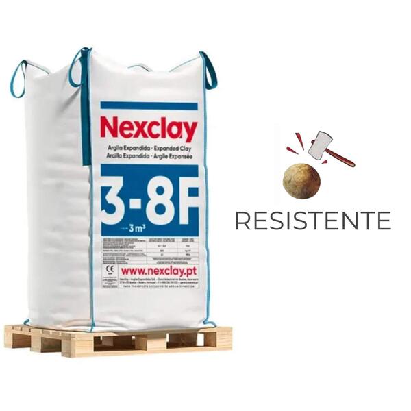 Argila Expandida Nexclay 3-8F Big Bag Isolamento Térmico Acústico Drenagem Jardinagem Decoração - Big Bag de 3,0 m3 – Por Encomenda – Palete Não Incluída