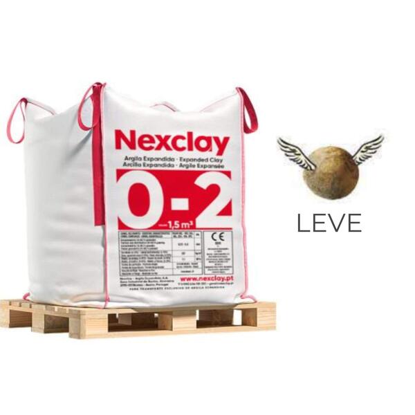 Argila Expandida Nexclay 0-2 Big Bag Isolamento Térmico Acústico Drenagem Jardinagem Decoração - Big Bag de 1,5 m3 – Palete Não Incluída
