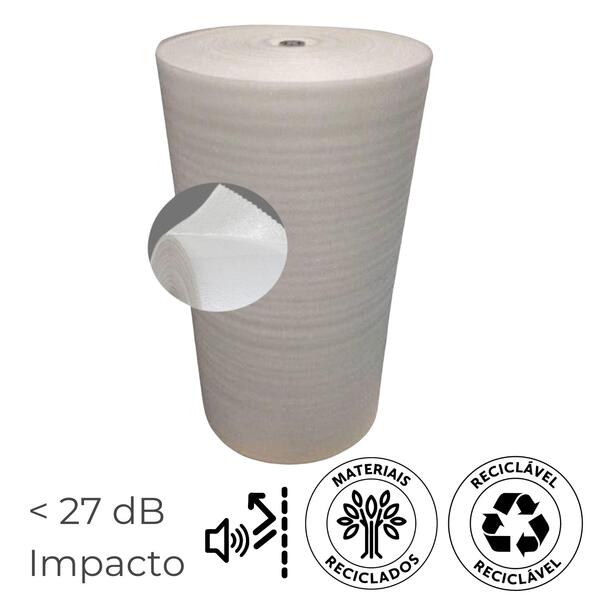 Manta Acústica para Ruído de Impacto Foam+ 3/5/10MM Proteção Pavimento - Branco - 3 mm - 1,50 m x 180 m