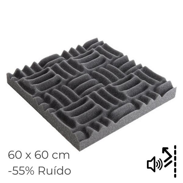 Painel Espuma Acústica TECWAVE WAFFLE 60x60 cm Estúdios Auditórios Salas Conferência Absorção Ruído