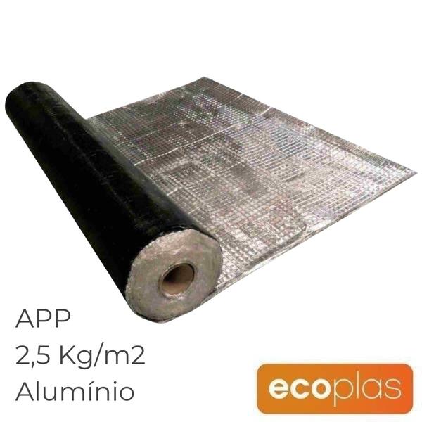 Tela Betuminosa Asfáltica APP Impermeabilização ECOplas Alu 25 Alumínio 2,5KG/M2