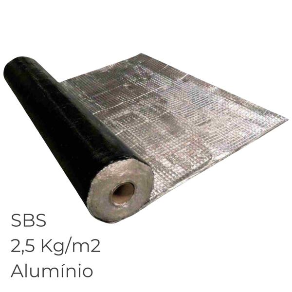 Tela Betuminosa Asfáltica SBS Impermeabilização Asfaldan Alu Extra 25 P Elast Alumínio 2,5KG/M2