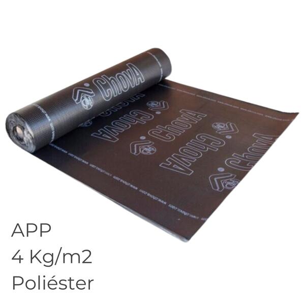 Tela Betuminosa Asfáltica APP Impermeabilização CHOVAPLAST POL PY 40 Poliéster 4KG/M2