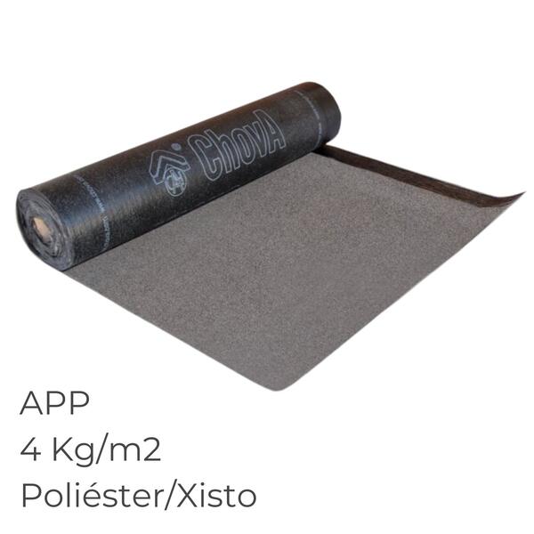 Tela Betuminosa Asfáltica APP Impermeabilização CHOVAPLAST COMBI Cinza Claro Poliéster/Xisto 4KG/M2