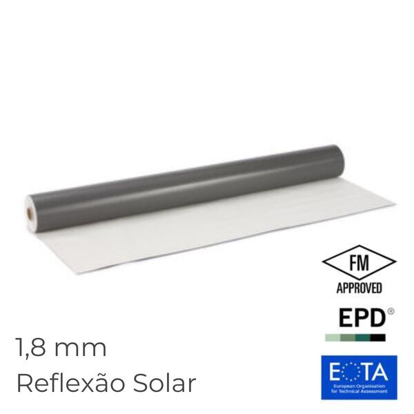 Tela PVC Armadura Polyester Danosa Danopol HS 1,8 mm Cool Roofing Branco Reflexão Solar - 1,8 mm - 13 m x 1,8 m