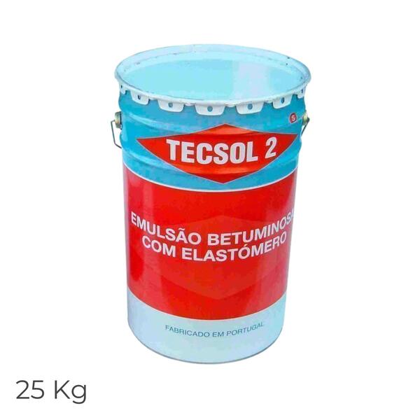 Emulsão Betuminosa com Elastómero TECsol 2 Impermeabilização Barreira Vapor Pintura Humidades - LATA 25 KG