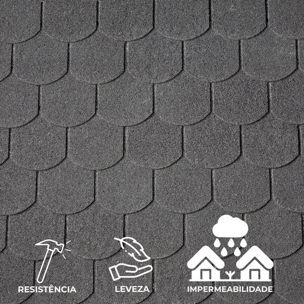 Telha Asfáltica Bardoline Oval Cobertura Inclinada Fachada Impermeável Fácil Aplicação - Palete 158,60 m2 - Oval - Preto/Ardósia Misto (0404)