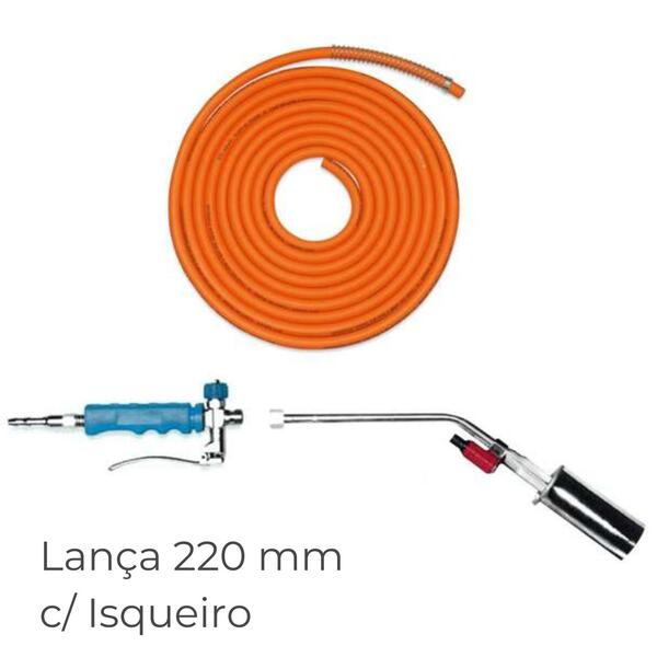 Kit Maçarico Fiamma 2 com Isqueiro e Mangueira Laranja Lança 220mm Norma Europeia EN ISO 3821