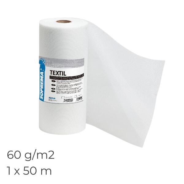 Armadura Reforço TEXTIL 60G/M2 1X50M para Sistemas Impermeabilização Líquida - Branco - 1 x 50 m