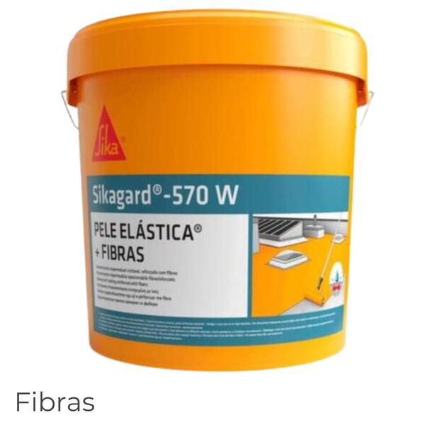 Pele Elástica Sikagard 570W + Fibras Impermeabilização Varandas Terraços Coberturas 20 Kg - Branco - 20KG