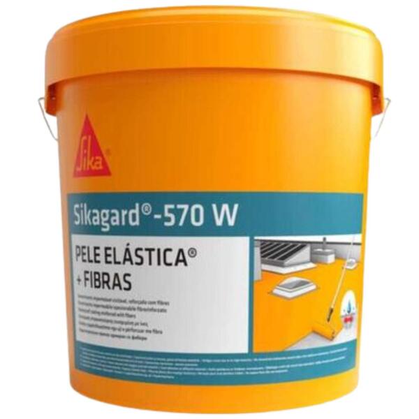 Pele Elástica Sikagard 570W + Fibras 20kg Impermeabilização Varandas Terraços Coberturas