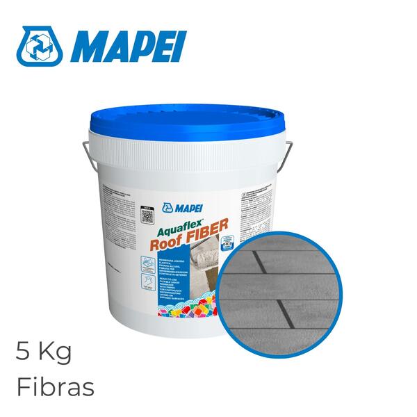 Mapei Aquaflex Roof Fiber c/Fibras Impermeabilização Varandas Terraços Coberturas 5KG/20KG - Cinza - 5 Kg