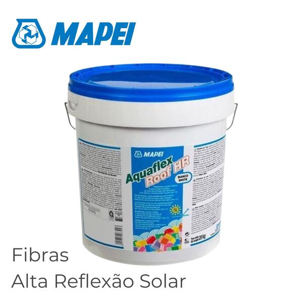 Mapei Aquaflex Roof HR c/Fibras Impermeabilização Varandas Terraços Coberturas Extra Reflexão Solar - Branco - 20 kg