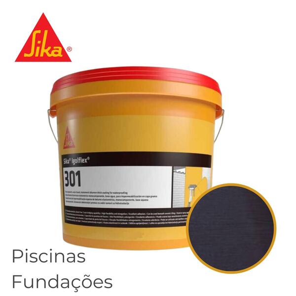 Impermeabilização Betão Enterrado Revestimentos Finais Ladrilhos Zonas Humidas Sika Igolflex-301 - Preto - 20 kg