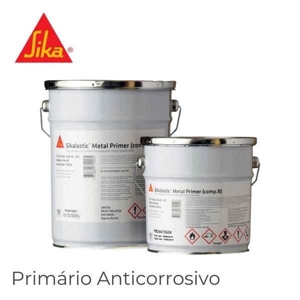 Primário Bicomponente Anticorrosivo p/ Bases Metálicas Expostas Sikalastic Metal Primer - Kit (A+B) - 5 litros